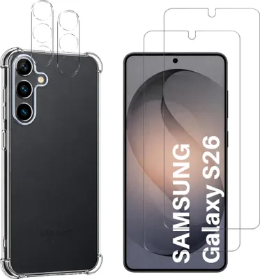 Produktbild von Stoßfeste Hülle für Samsung Galaxy S26 und 2 gehärtete Displayschutzfolien und 2 Kameraschutzfolien von Phonillico®
