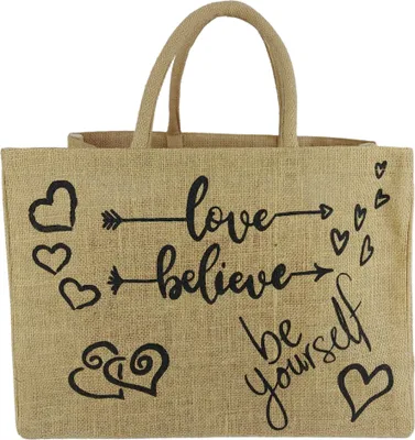 Produktbild von Domelo Einkaufskorb, Jute Tasche, Shopper Korbtasche, vegan Shopping Bag, Einkaufstasche,  Handtasche (Love Herz)