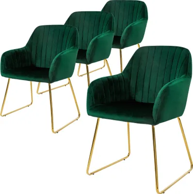 Produktbild von ML-Design 4er Set Esszimmerstuhl mit Rückenlehne, Grün, aus Samt