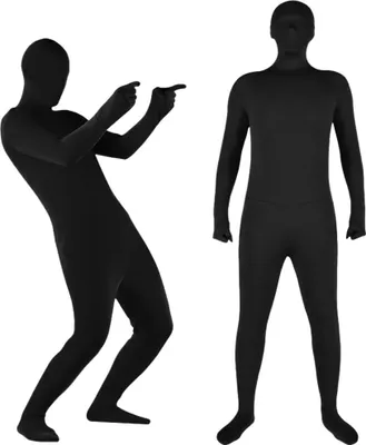 Obrázok produktu pre Modrý Zentai Suit Celotelový strečový kostým Chromakey Kostým pre fotografické video Špeciálne efekty so zipsom na chrbte Priedušná tvár (Black #80)