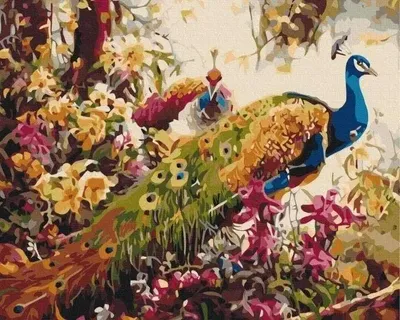 Immagine prodotto di Dipingere con i numeri: Pavoni in fiore 40x50 cm
