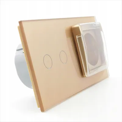 Produktbild von LIVOLO VL-C702EUNW-63 Doppel-Wippschalter mit Steckdose Gold