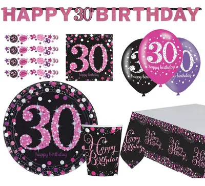 Produktbild von Zahl 30 Sparkling Celebrations Pink Partyset 41-teilig