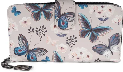 Produktbild von styleBREAKER Damen Geldbörse mit buntem Schmetterling Muster, Vintage Design, Reißverschluss, Portemonnaie 02040156