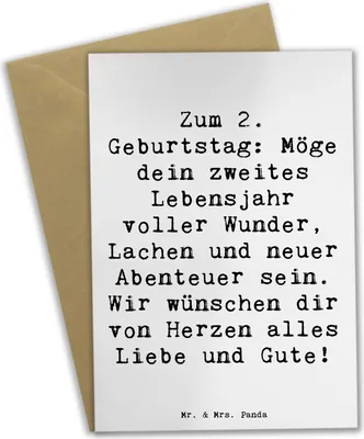 Produktbild von Mr. & Mrs. Panda Glückwunschkarte Spruch 2. Geburtstag Wünsche - Weiß - Geschenk, einladungskarten, Happy Birthday, Geburtstagsdeko, Alter, Kindergeburtstag, Grußkarte
