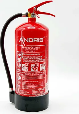 Produktbild von 6kg ABC Pulver Feuerlöscher, der starke Profi,12 LE mit Manometer inkl. Wandhalterung, Standfuß und ANDRIS® Prüfnachweis mit Jahresmarke