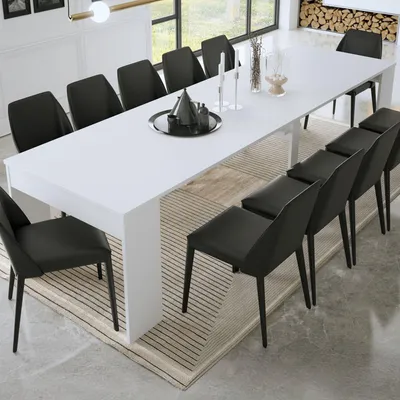 Immagine prodotto di Dmora Consolle Allungabile Luisago 302x75x90h cm Bianco, 12 Posti Allungabile