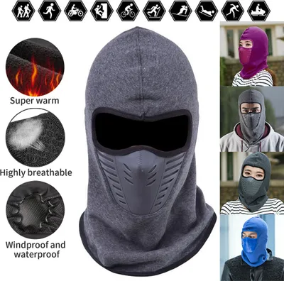 Produktbild von Sturmhaube Balaclava Skimaske Motorradmaske Winter Warm Winddicht Wasserdicht Sturmmaske Atmungsaktive Thermal Herren Damen, Dunkelblau