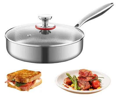Obrázok produktu pre Omgoods – Hrnček na varenie s pokrievkou, 28 cm – Trojvrstvový, vhodný na indukciu