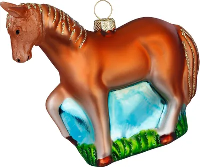 Produktbild von Christbaumschmuck Glas 10cm Pferd Figur Braun