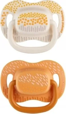Produktbild von Canpol Silikon Beruhigungssauger, Gelb mit Bergdesign, Ab 18 Monaten, 2er-Pack