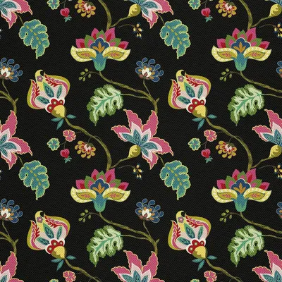 Immagine prodotto di OUTDOOR DEKOSTOFFE OXFORD - Motivo fiori fantasia su nero I DX495