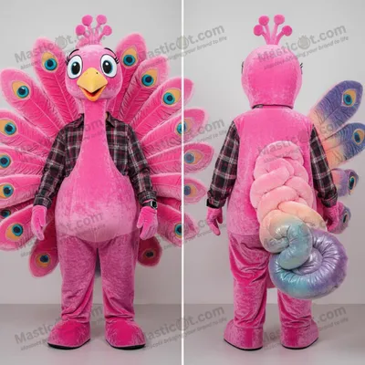 Produktbild von Rosa-rosa MASTICOT Feder-Pfauen-Maskottchen