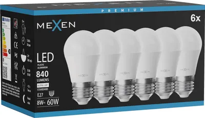 Produktbild von Mexen Nova 6x LED-Glühbirne E27, G45, 8W, Neutral - 4000K, 840 lm - L101-E27-0840-01x06