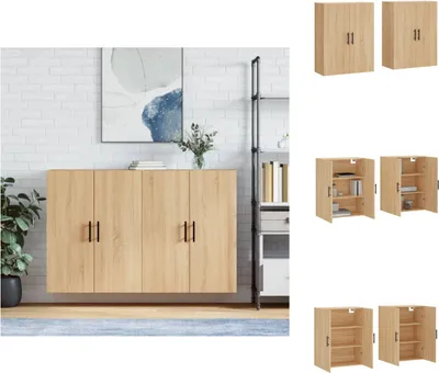 Produktbild von vidaXL Wandschränke 2 Stk. Sonoma-Eiche 69,5x34x90 cm -  Sideboards