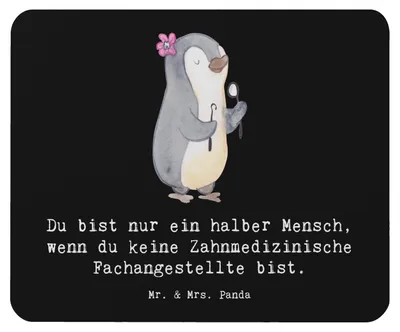 Produktbild von Mr. & Mrs. Panda Mousepad Zahnmedizinische Fachangestellte Herz - Schwarz - Geschenk, computer, laptop, Mauspad, pc, Mouse Pad