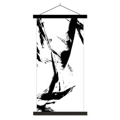Produktbild von MuchoWow® Textilposter Farbe - Schwarz - Abstrakt 60x120 cm mit schwarzem Rahmen - Magnete