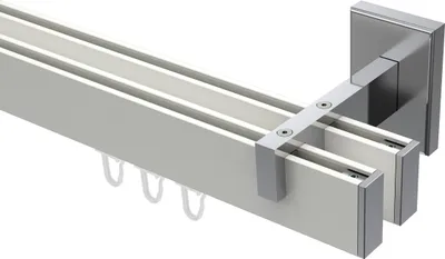 Produktbild von Interdeco Innenlaufstange / Gardinenstange mit Innenlauf Weiß / Chrom, Typ Smartline Paxo (Kappe), 14x35 mm 2-läufig, 480 cm