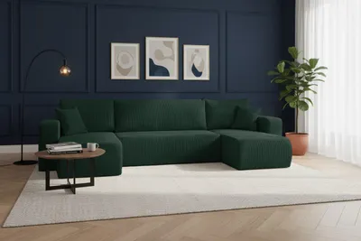 Produktbild von VENASI LUNA U-FORM Ecksofa mit Schlaffunktion und Bettkasten Sofa U Form Eckcouch Schlafsofa GRÜN