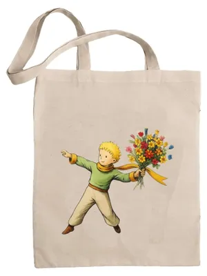 Produktbild von Fairtrade Baumwoll-Tasche, kleiner Prinz mit Blumen