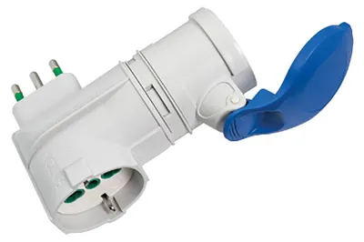 Immagine prodotto di Adattatore industriale spina italiana 2P+T 16A 1 presa italo/tedesca 2P+T 16A 1 presa 2P+T 16A 200-250V IP44 Fanton 73010