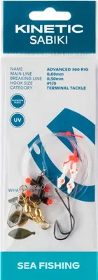 Produktbild von Kinetic Sabiki Advanced 360 #1/0 White/Red Dots Plattfisch Scholle Flunder Vorfach Rig system