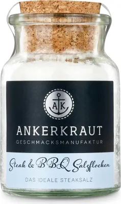 Produktbild von Steak & BBQ Salzflocken, 80g im Korkenglas