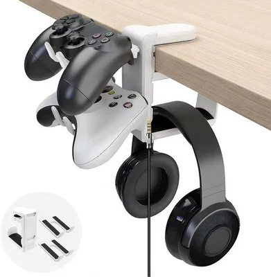 Obrázok produktu pre Držiak na herné slúchadlá s otočným mechanizmom o 360 stupňov a držiakom na kábel – univerzálny