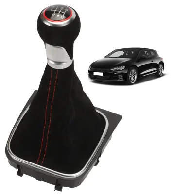 Produktbild von Schaltknaufbezug Alcantara - Schaltknopf - Schaltknauf - Schaltbeutel - Befestigungsclip - Kompatibel mit VW Golf 5/6 - Schaltknopf