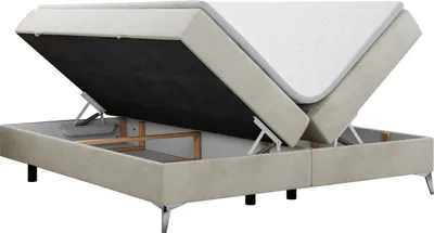 Produktbild von Boxspringbett ohne Kopfteil mit Bettkasten, Bett niedriges Kopfteil, Polsterbett ohne Kopfteil - LESS - 140x200 - Beige - H3
