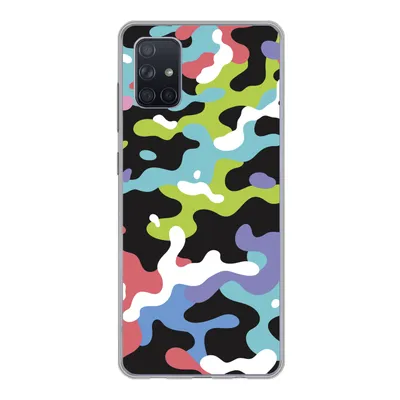 Produktbild von MuchoWow® Handyhülle Schutzhülle Hülle für Samsung Galaxy A71 Buntes Camouflage-Muster Silikon Softcase Handy Hülle - Kartenbesitzer