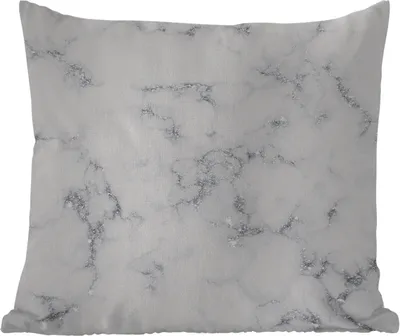 Produktbild von MuchoWow® Outdoor Kissen - Marmor - Weiß - Silber - Glitter - Marmoroptik - Chic - 40x40 cm - Wetterfest - Lounge Kissen - Kopfkissen - Interieur - Polster mit Bild