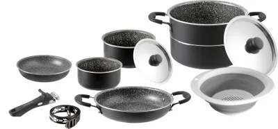 Produktbild von Brunner 0806095N Camping-Kochgeschirr aus Aluminium, Piraten-Set 9+1 ø 24 cm