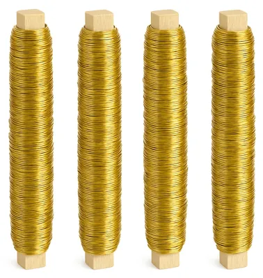 Produktbild von ECENCE 4er Set Blumendraht Basteldraht verzinkt Farbe Gold 0,65mm 35m