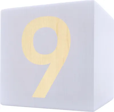 Obrázok produktu pre Drevená kocka s písmenami, 5 x 5 cm, biela, číslo 9