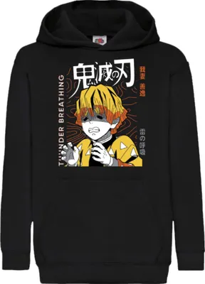 Produktbild von Kinder Kapuzenpullover Demon Anime Slayer Zenitsu Agatsuma 002, 7-8 Jahr - 128 / Schwarz
