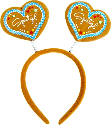 Produktbild von Party Haarreif SPATZL mit wackelnden Herzen im Lebkuchenherz-Design/Oktoberfest Volksfest Geburtstag Bayern Party Hochzeit Fasching Karneval