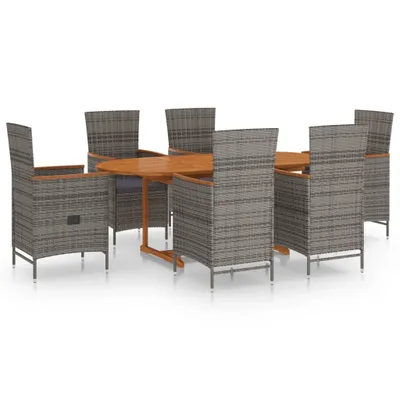 Immagine prodotto di vidaXL set da pranzo da giardino 7 pezzi in polirattan grigio