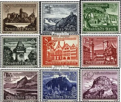Produktbild von Briefmarken Deutsches Reich 1939 Mi 730-738 (kompl.Ausg.) mit Falz Winterhilfswerk: Bauwerke