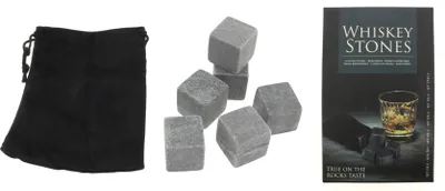 Produktbild von 6 x Whiskey Kühlsteine "Whisky Stones" im Samtbeutel