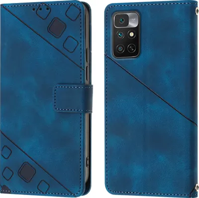 Produktbild von Hülle für Xiaomi Redmi 10 Prägung Flip Leder Brieftasche Schutzhülle mit Ständer Blau