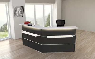 Produktbild von Kerkmann Design-Theke Grundtheke Atlantis 2 anthrazit (B)1350x(T)920x(H)1080mm  ohne Seitenblenden-ohne LED-Leuchtleiste-ohne Taschenablage