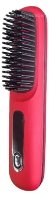 Imagen del producto de INF Cepillo alisador y rizador inalámbrico 2 en 1 portátil con calentamiento cerámico MCH, pantalla LCD y carga Type-C 35W Rojo