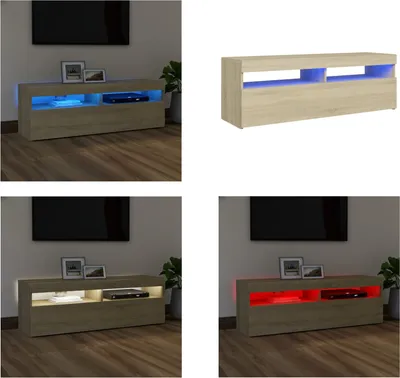 Obrázek produktu pro vidaXL TV skříňka s LED osvětlením Sonoma dub 120x35x40 cm - TV skříňka - TV skříňky - TV skříňka s LED osvětlením - TV nábytek