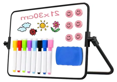 Produktbild von Trocken abwischbares Whiteboard mit Ständer, A4 Mini magnetische Tischtafel, 20 x 30 cm, doppelseitige Staffelei für Zeichnungen in Schule und Zuhause