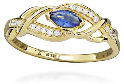 Produktbild von Vergoldeter Ring mit Zirkonen und synthetischem Saphir SC573 - Schaltung: 52 mm