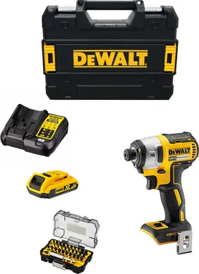 Produktbild von Schlagschrauber DeWALT DCF887D1T (1 x 2,0 Ah + DCB107 + TSTAK II) + Set mit 32 Schrauber bits Impact Torsion