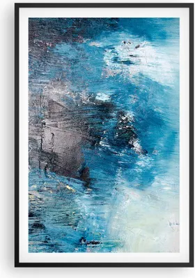 Produktbild von Gerahmtes Poster - Schwarzer Rahmen - Abstraktion Blau Schwarz - 61x91,5 cm - Wand Bild - Wanddeko - Wandbilder - Wandposter - Bilderrahmen - Bilder - Kunstdruck - Wandbild - P2BPA61x91-4155