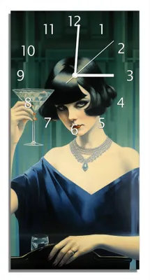 Produktbild von Wallario Design Wanduhr bedruckt, Größe 30 x 60 cm, Motiv: Cocktailabend