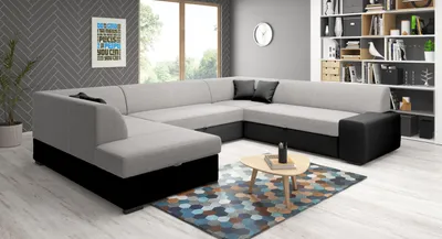 Obrázek produktu pro Sedací souprava do U VALTRUDA - černá / šedá, levý roh